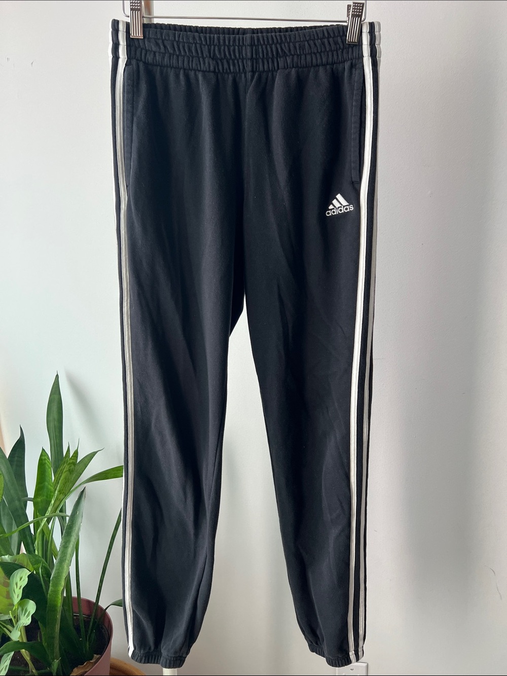 adidas Black Joggers with White Side Stripes XL 18 20
